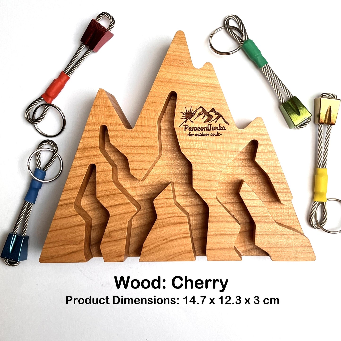 Cherry Wood Mountain Key Holder for Climbers Gift