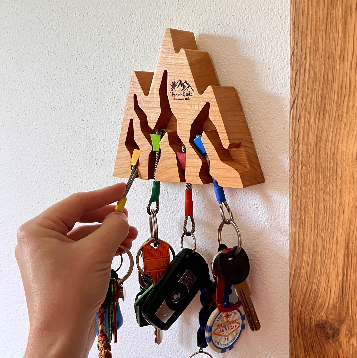 Cherry Wood Mountain Key Holder for Climbers Gift