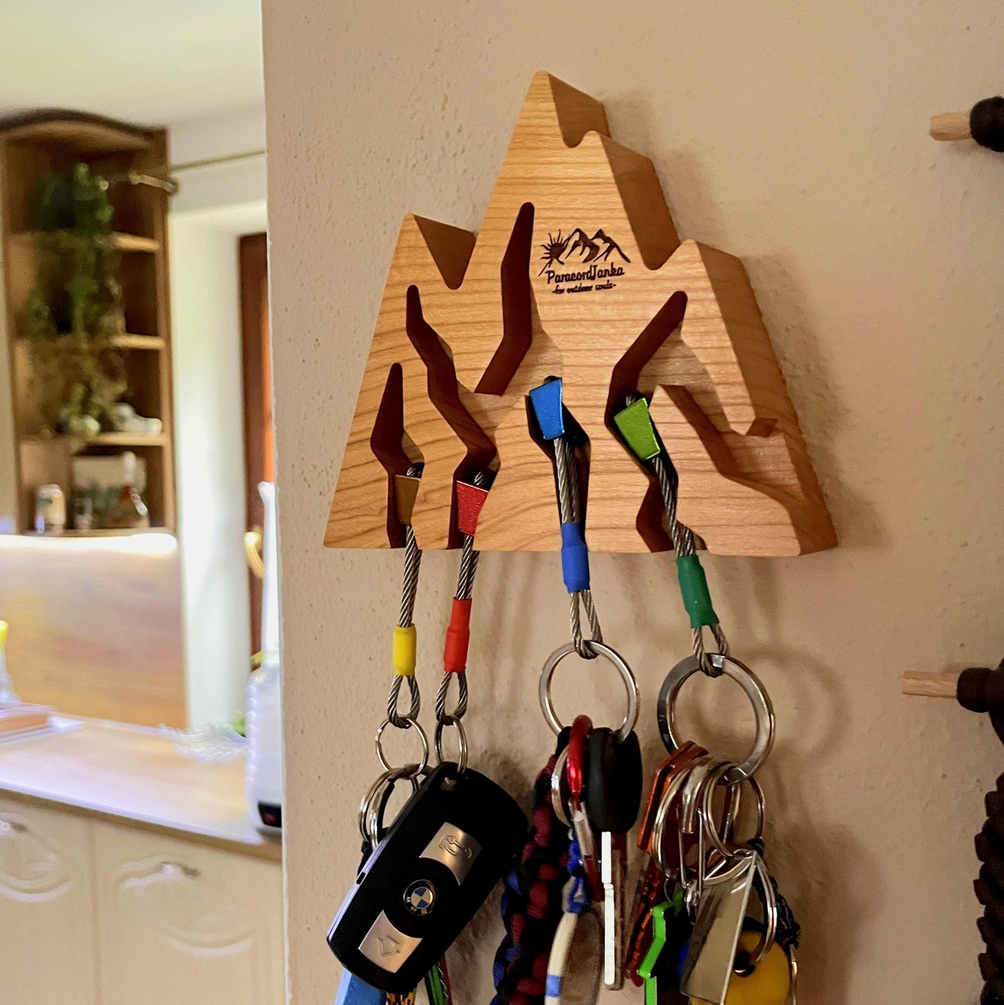 Cherry Wood Mountain Key Holder for Climbers Gift
