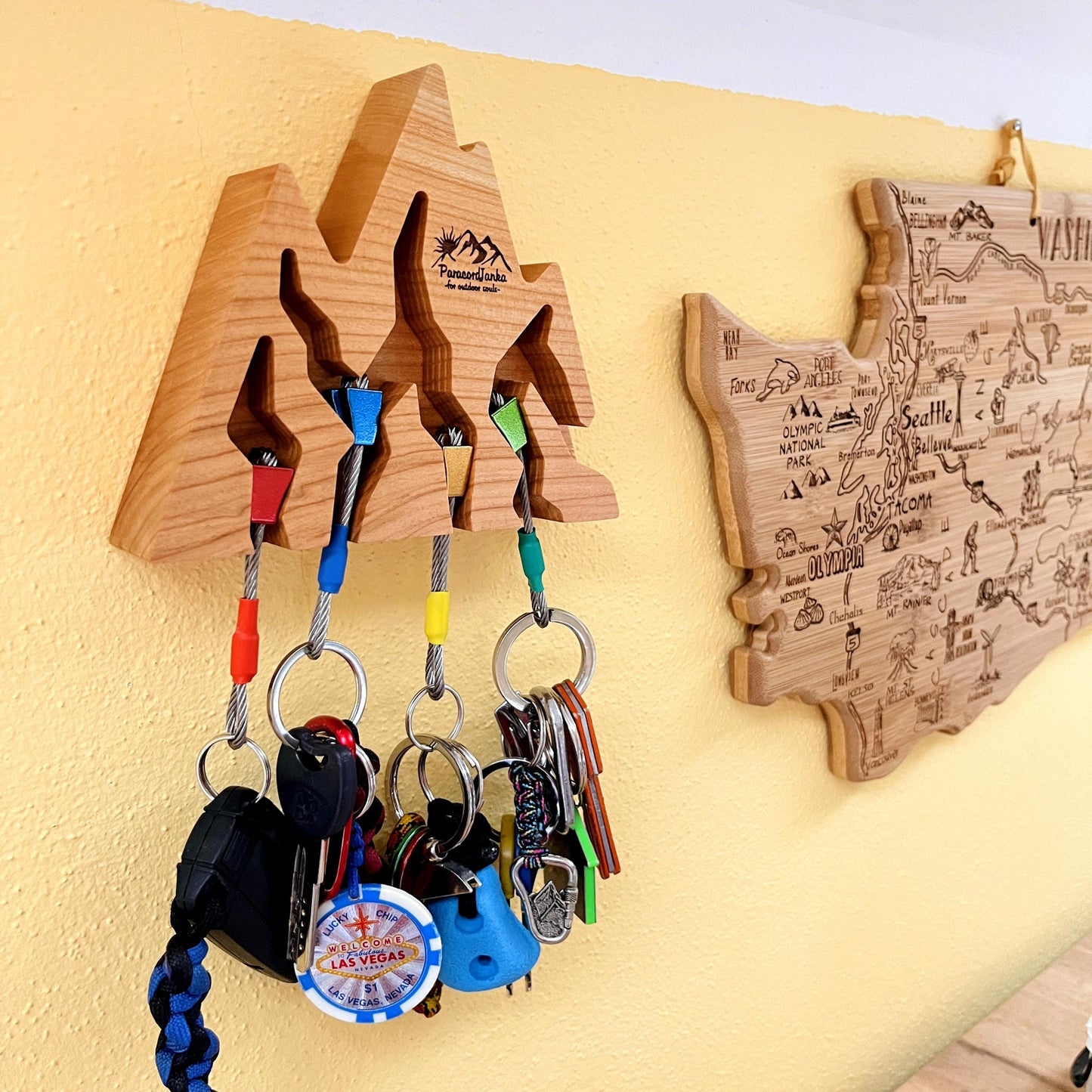Cherry Wood Mountain Key Holder for Climbers Gift