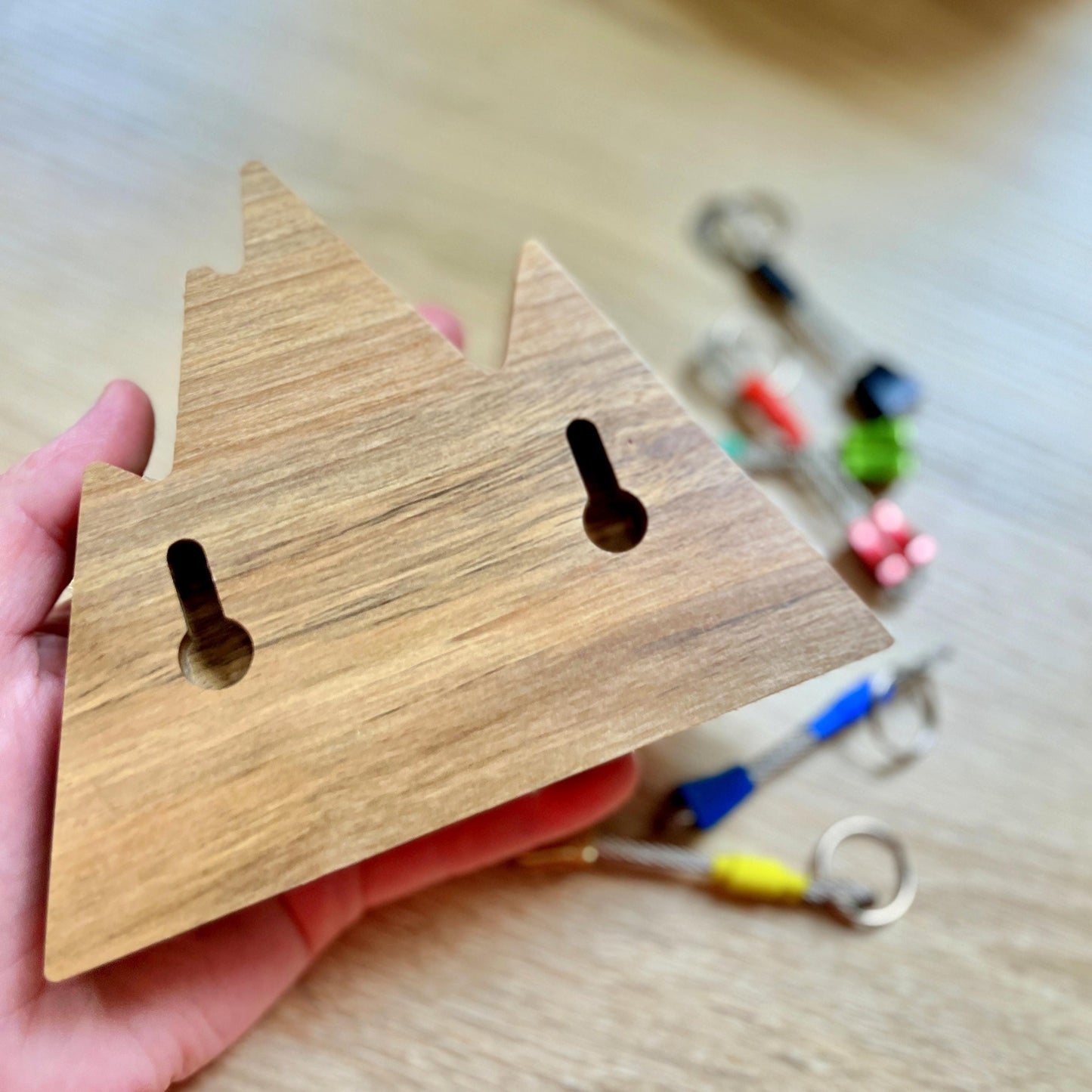 Cherry Wood Mountain Key Holder for Climbers Gift