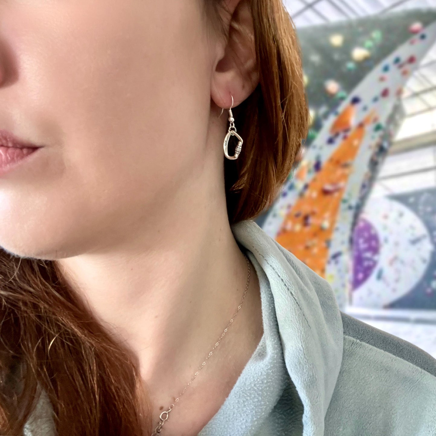 Silver Openable Climbing Carabiner Earrings Jewelry