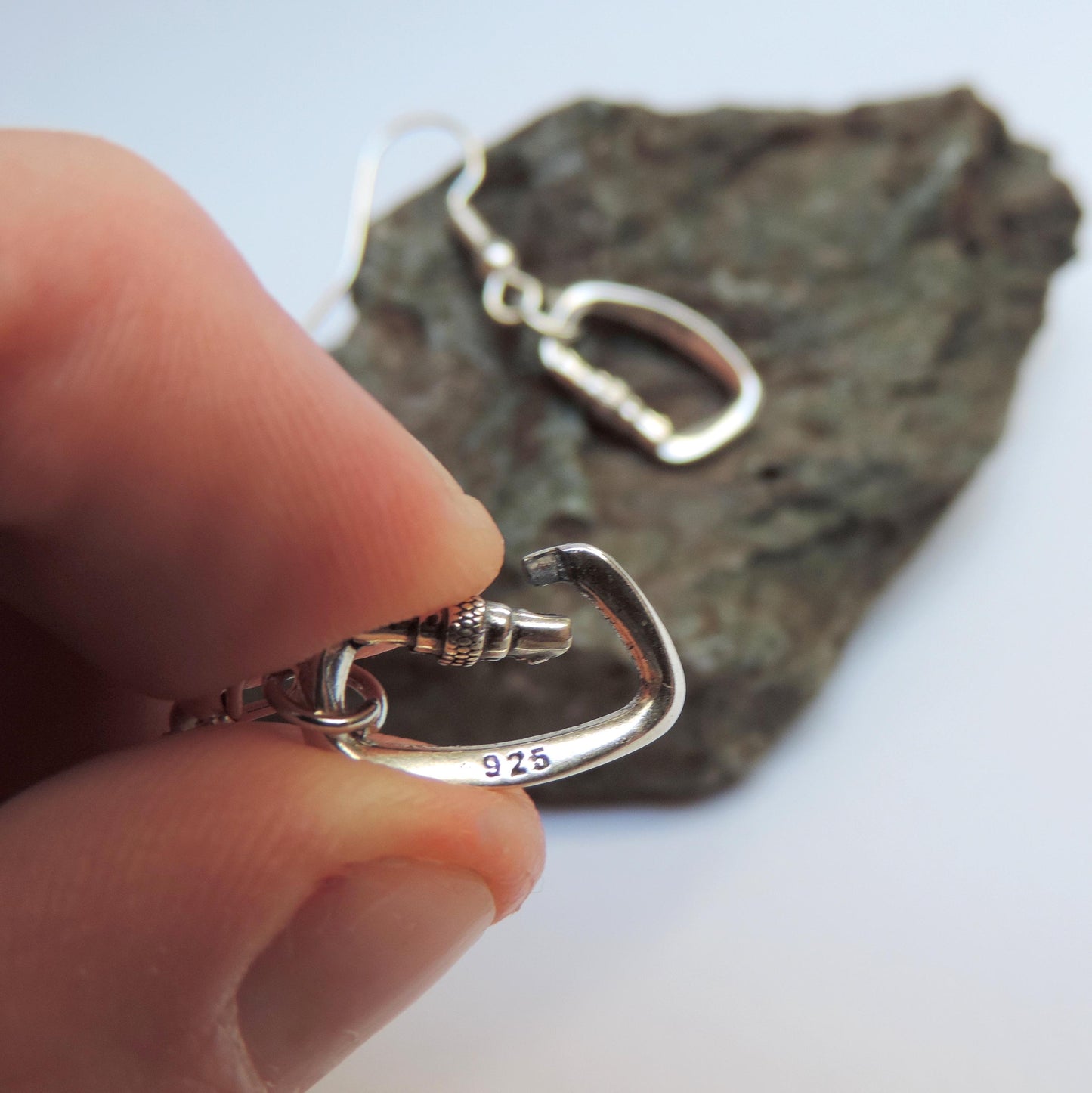 Silver Openable Climbing Carabiner Earrings Jewelry
