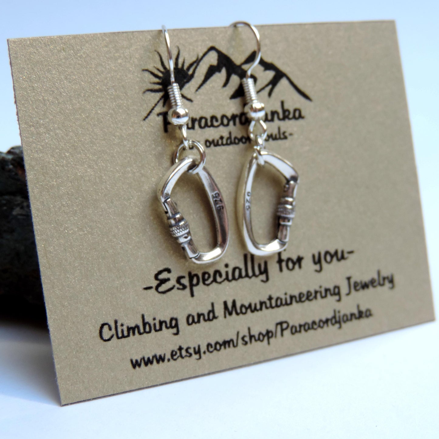 Silver Openable Climbing Carabiner Earrings Jewelry