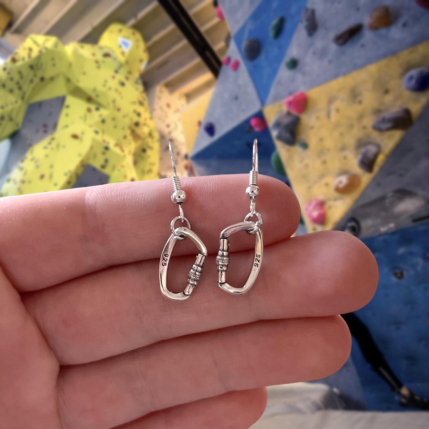 Silver Openable Climbing Carabiner Earrings Jewelry