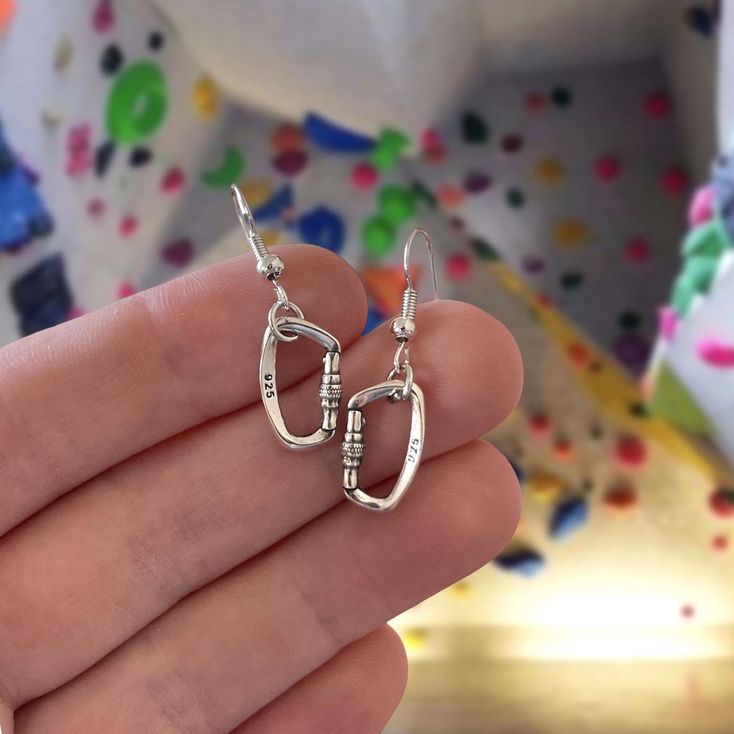 Silver Openable Climbing Carabiner Earrings Jewelry