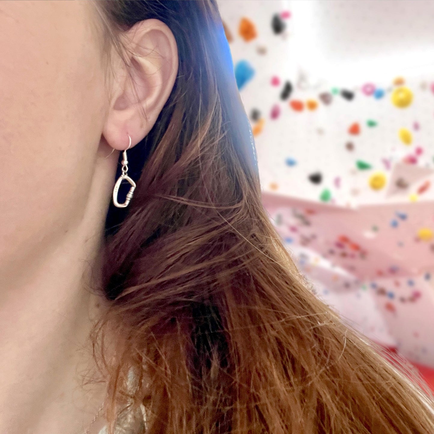 Silver Openable Climbing Carabiner Earrings Jewelry