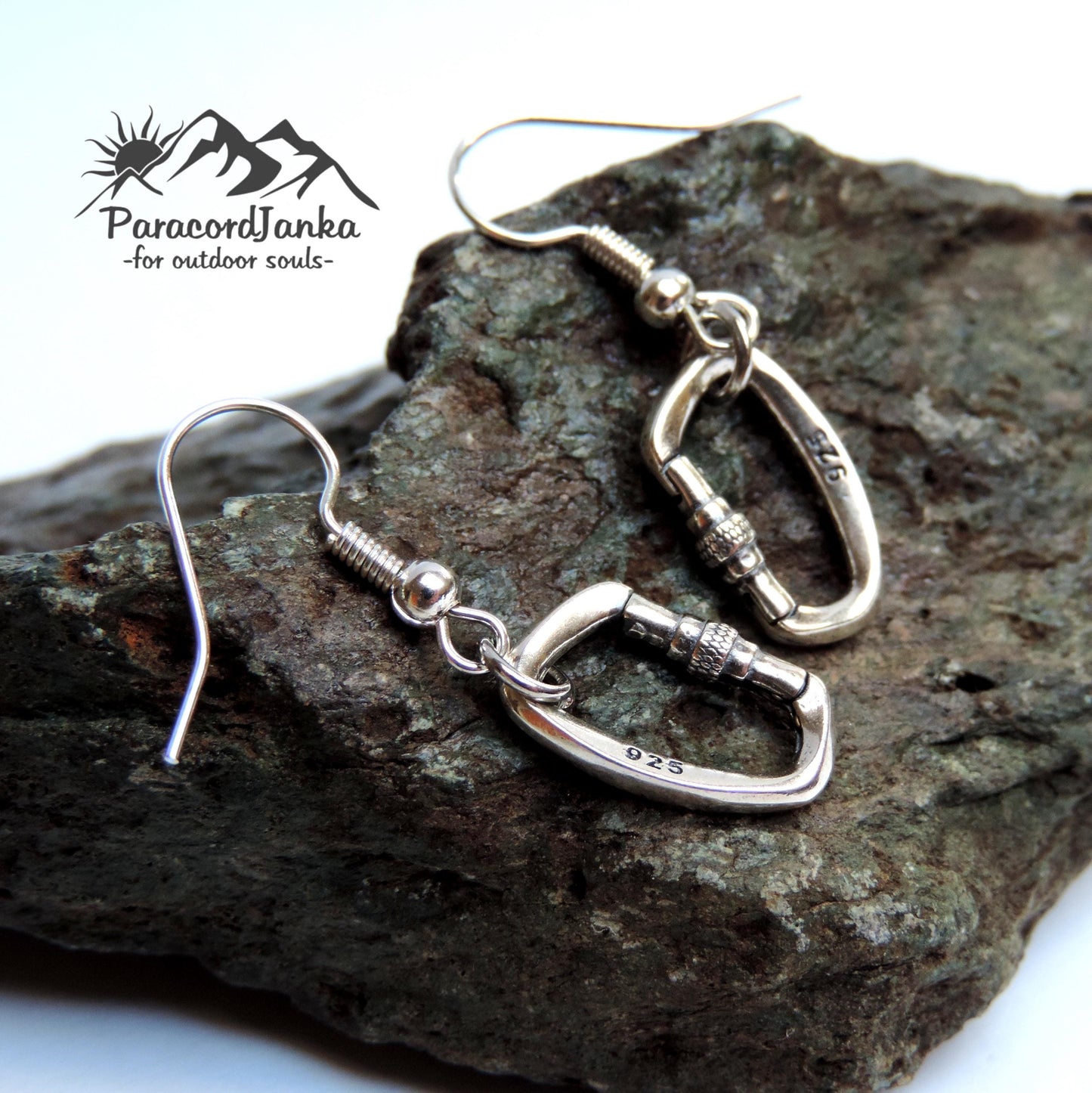 Silver Openable Climbing Carabiner Earrings Jewelry