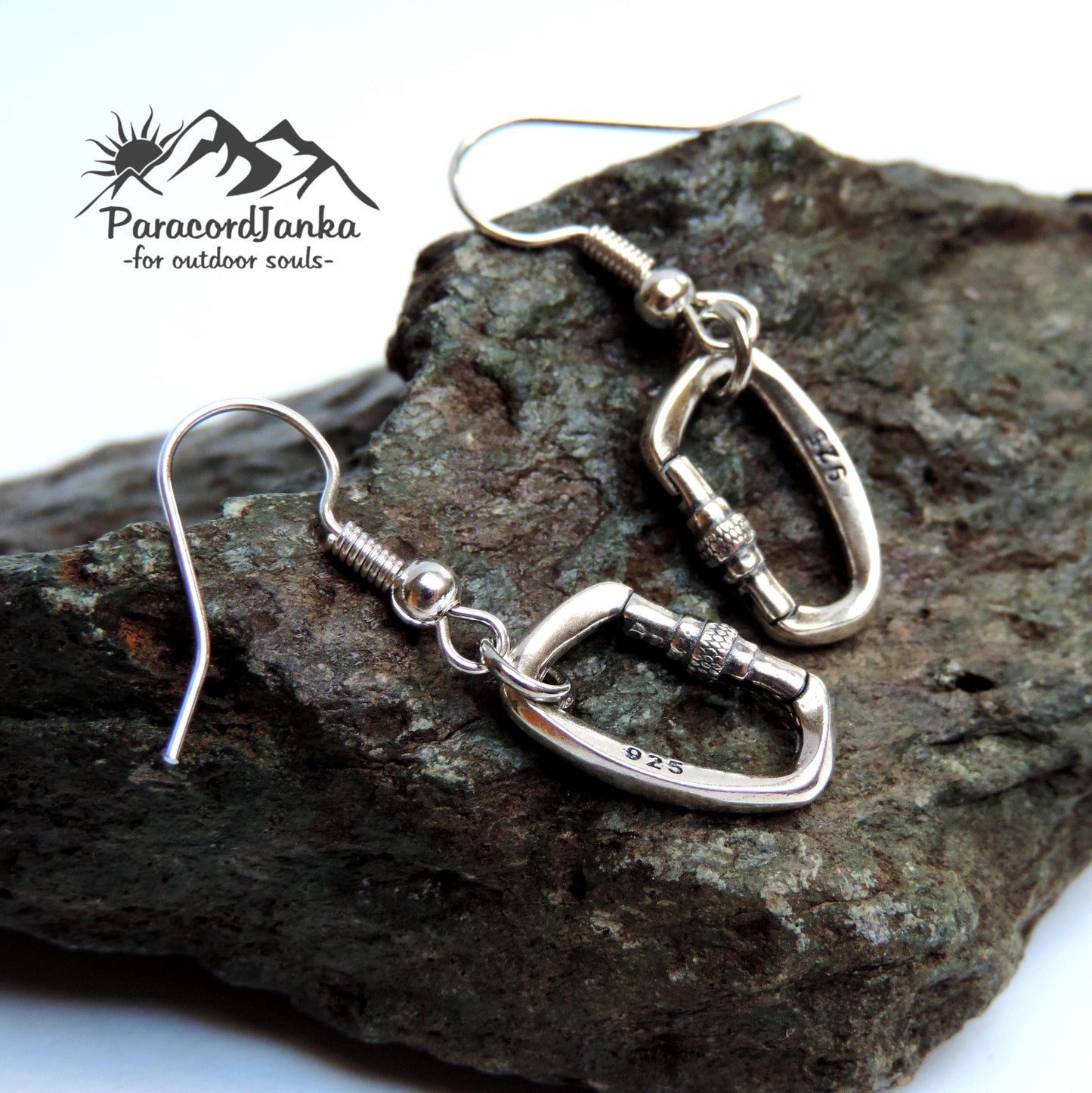 Silver Openable Climbing Carabiner Earrings Jewelry