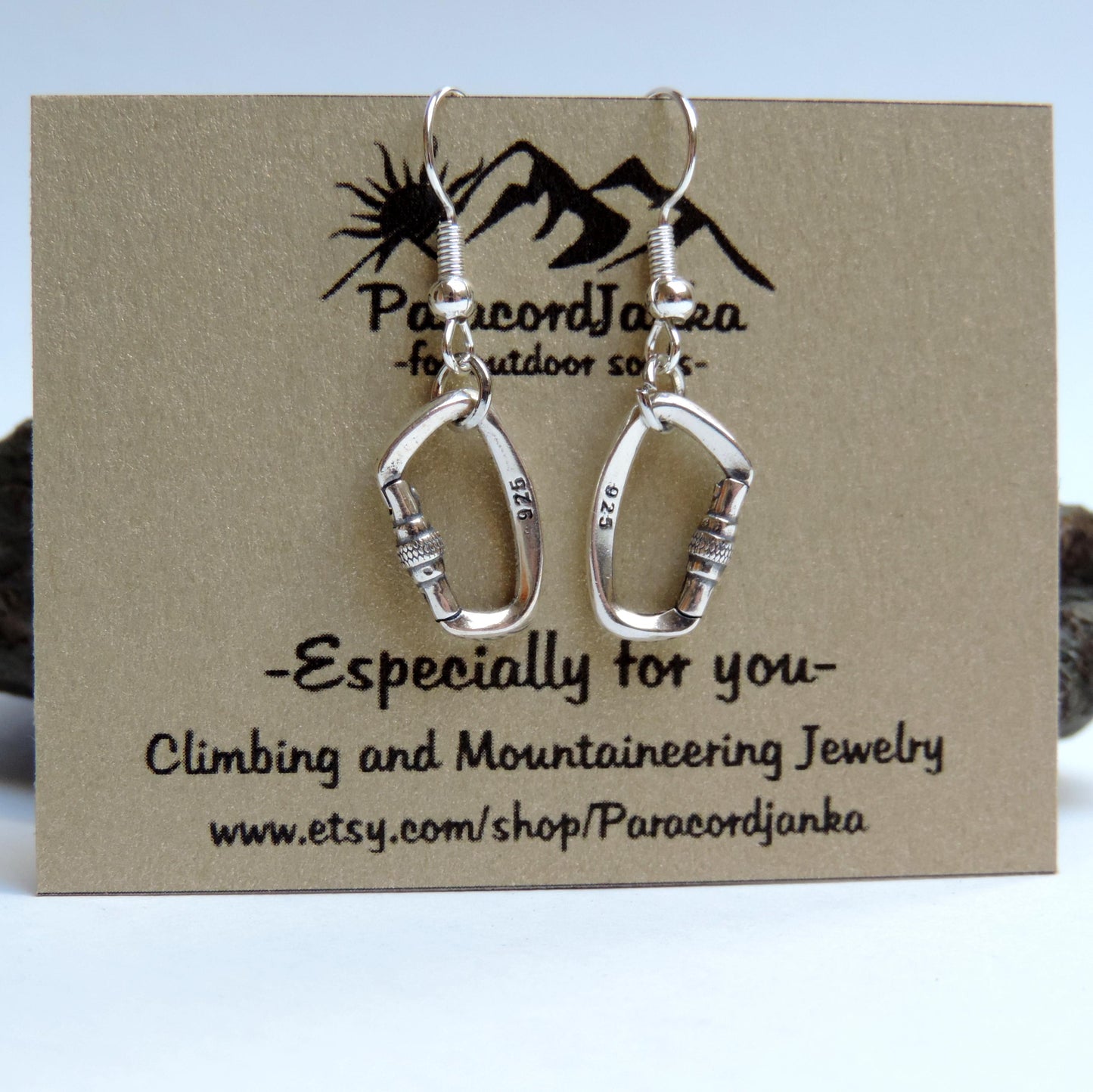 Silver Openable Climbing Carabiner Earrings Jewelry