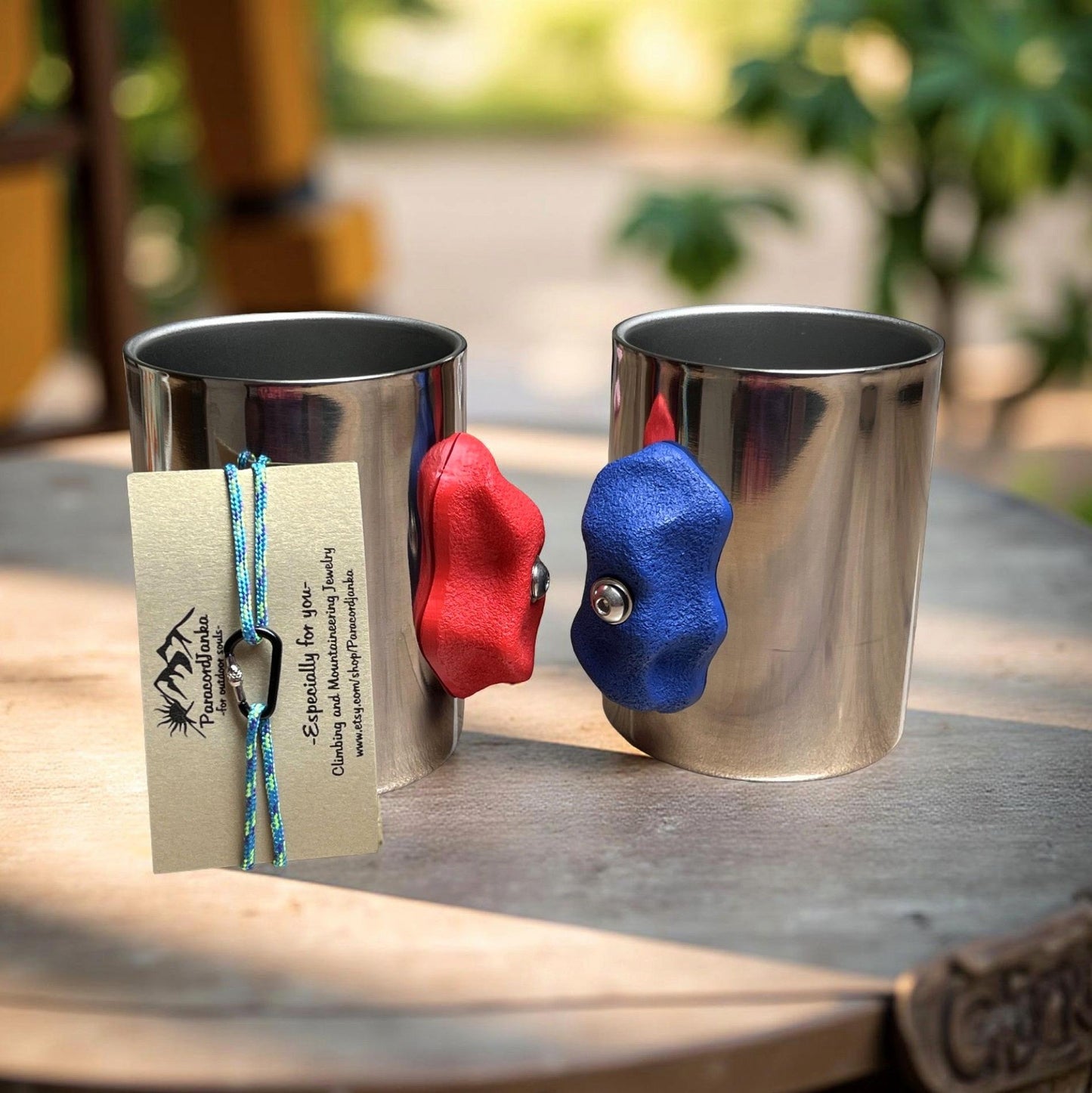 Stainless Steel Climbing Mug and Bracelet Gift for Hiker and Climber