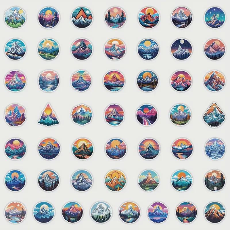 50 pieces Mountain Stickers Gift
