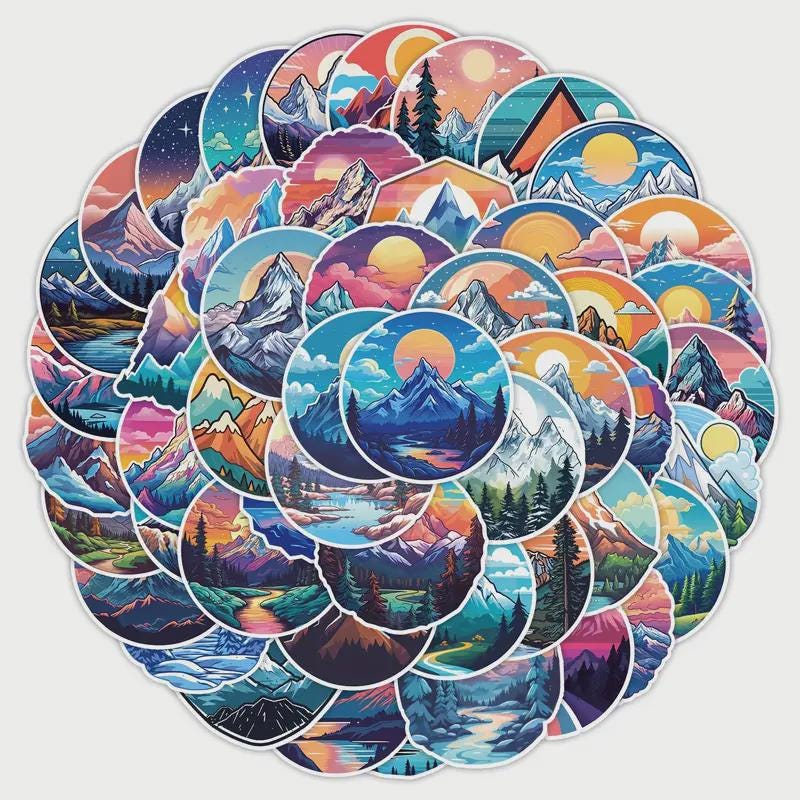 50 pieces Mountain Stickers Gift