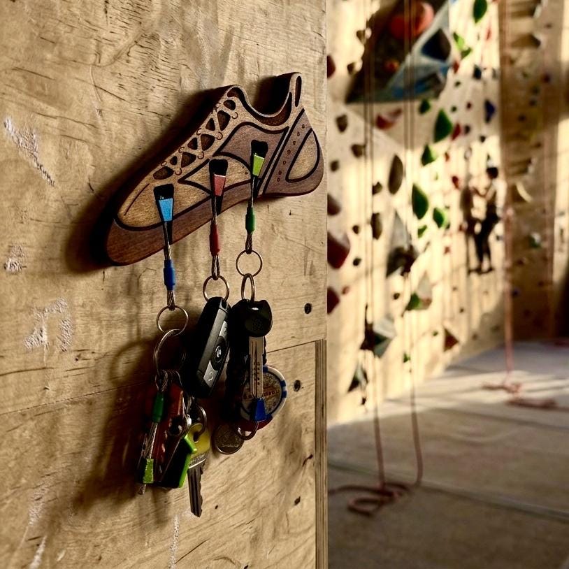 Wooden Climbing Shoe Key Holder