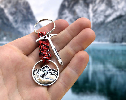 Climbing Hiking Keychain, Gift for Mountain Lovers, Climbing Jewelry