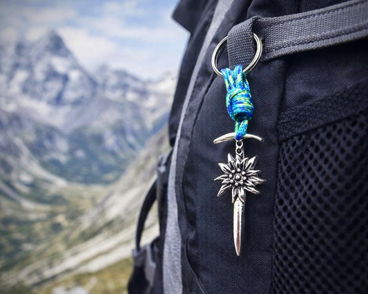 Edelweiss Ice Axe Keychain, Gift for Mountain Lovers, Climbing Jewelry