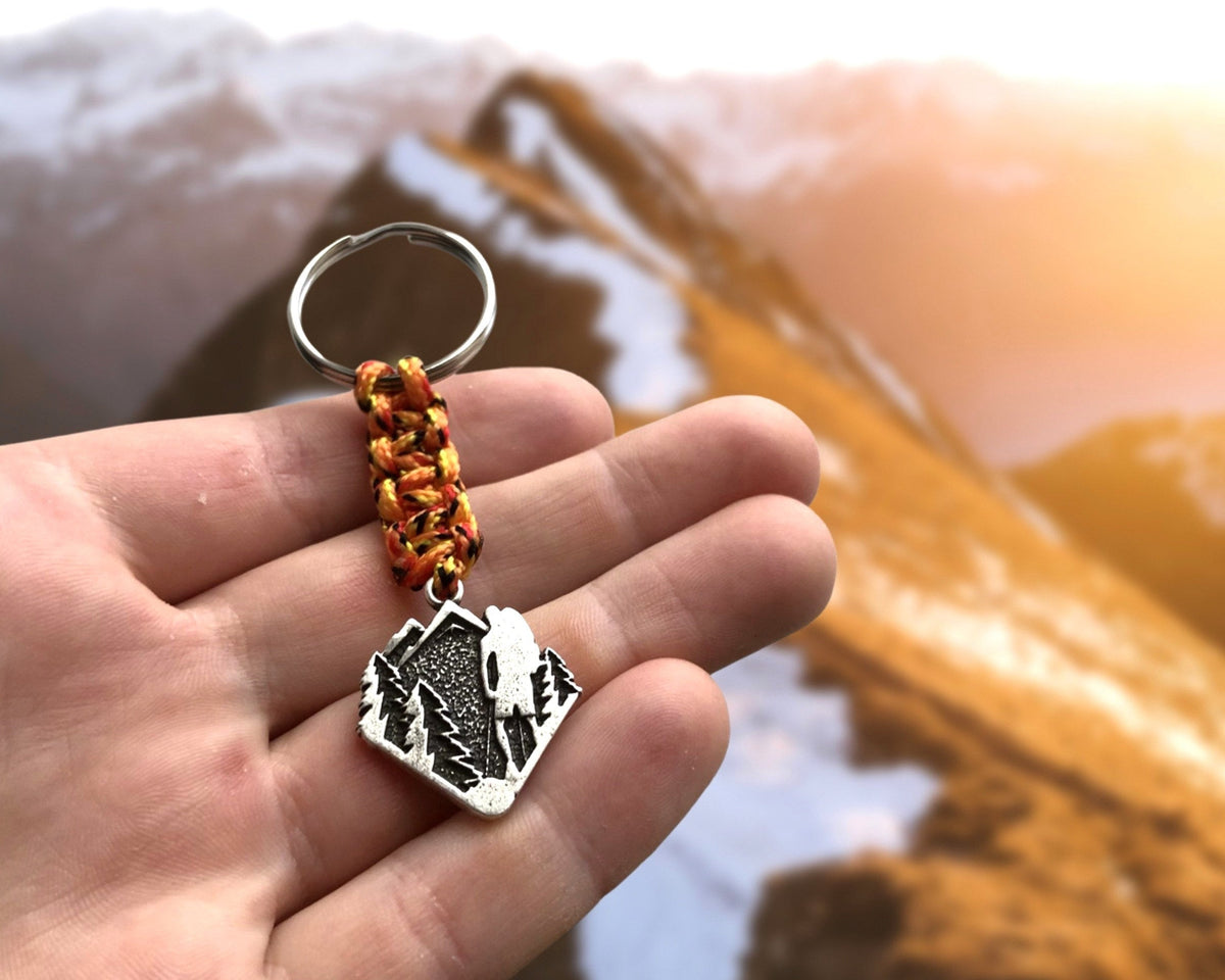 Hiking Mountain Keychain, Climbing Gift