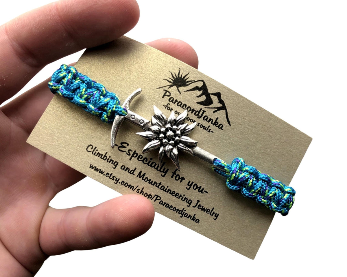 Ice Axe Flower Bracelet, Hiking Jewelry, Gift for Mountain Lovers