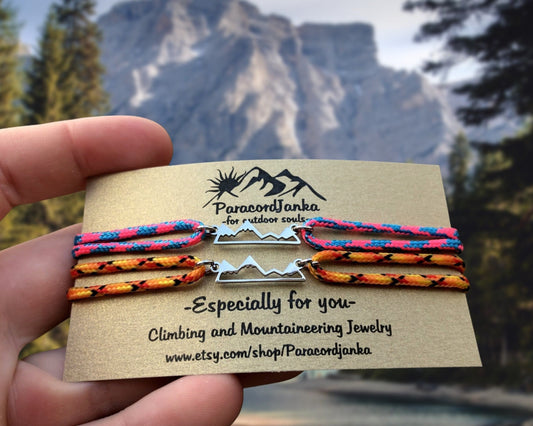 Couple Mountain Bracelets, Climbing Jewelry, Gift for Mountain Lover