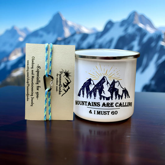 Mountain Camping Enamel Mug Gift with Bracelet