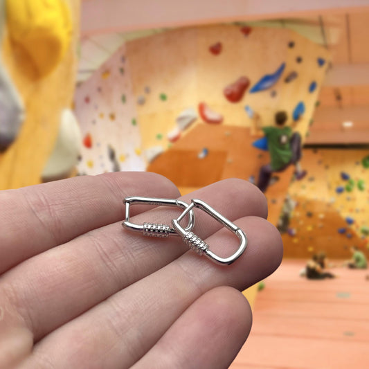 Silver Climbing Carabiner Earrings Jewelry Gift