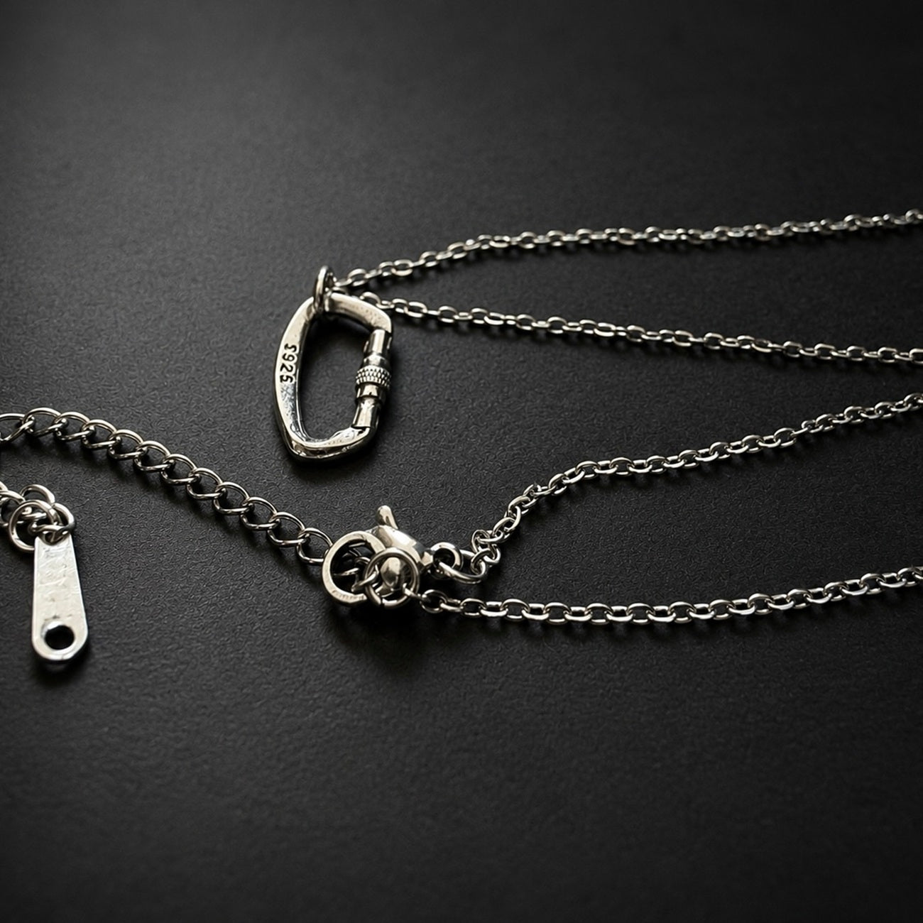 Silver Carabiner Climbing Necklace Gift Jewelry
