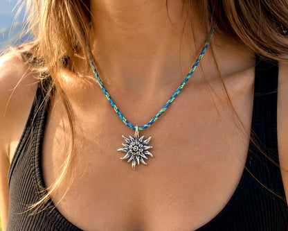 Edelweiss Mountain Necklace Gift for Hiker
