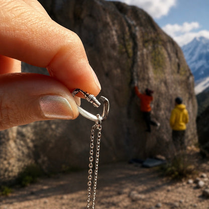 Silver Carabiner Climbing Necklace Gift Jewelry