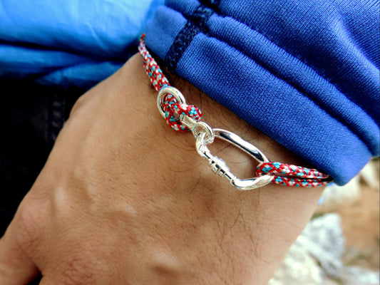 Climbing Bracelet Carabiner and Climbing 8, Gift for Climber, Climbing Jewelry
