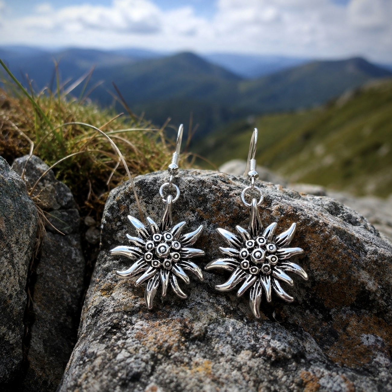 Edelweiss Mountain Flower Earrings Gift