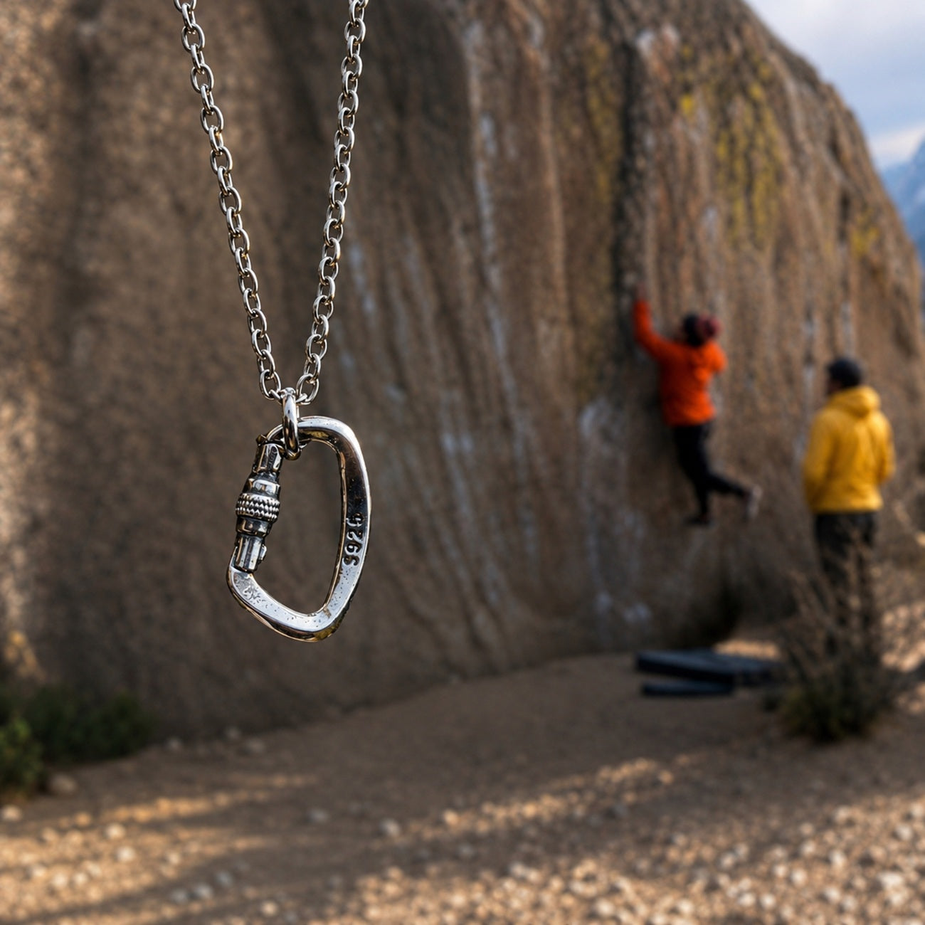Silver Carabiner Climbing Necklace Gift Jewelry