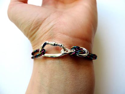 Rainbow Climbing Bracelet Carabiner and Climbing 8, Gift for Climber, Climbing Jewelry