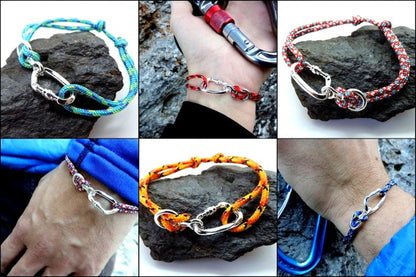 Paracord Climbing Bracelet with Carabiner: Adjustable Mountaineering Jewelry