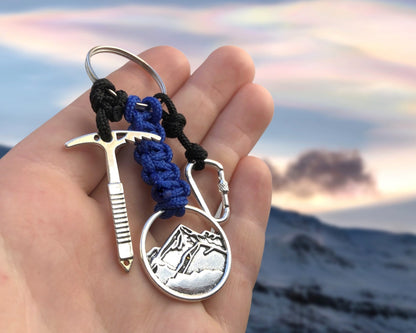 Hiking Keychain, Gift for Mountain Lovers, Climbing Jewelry