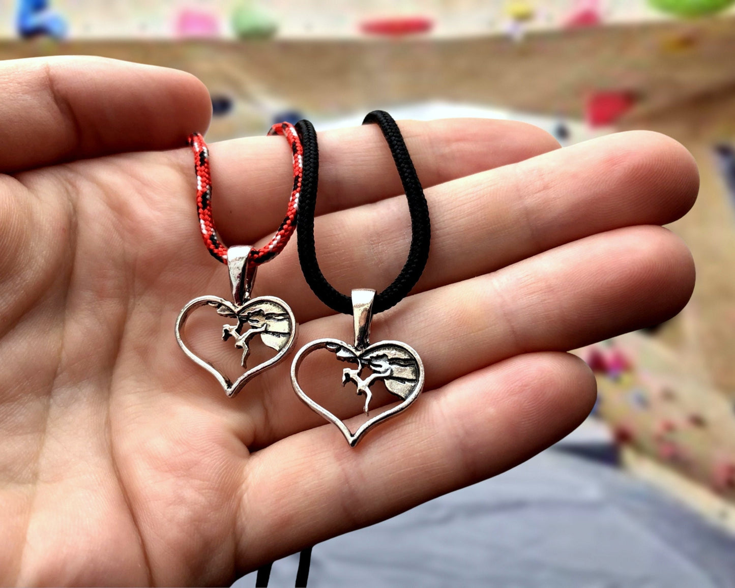 Heart Climbing Girl Necklace Jewelry, Gift for Climber