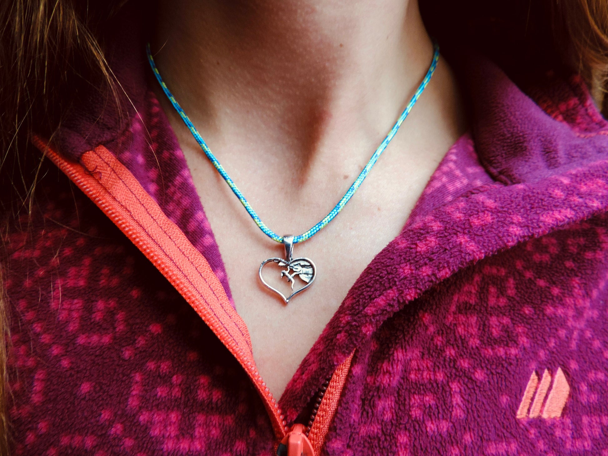 Heart Climbing Girl Necklace Jewelry, Gift for Climber