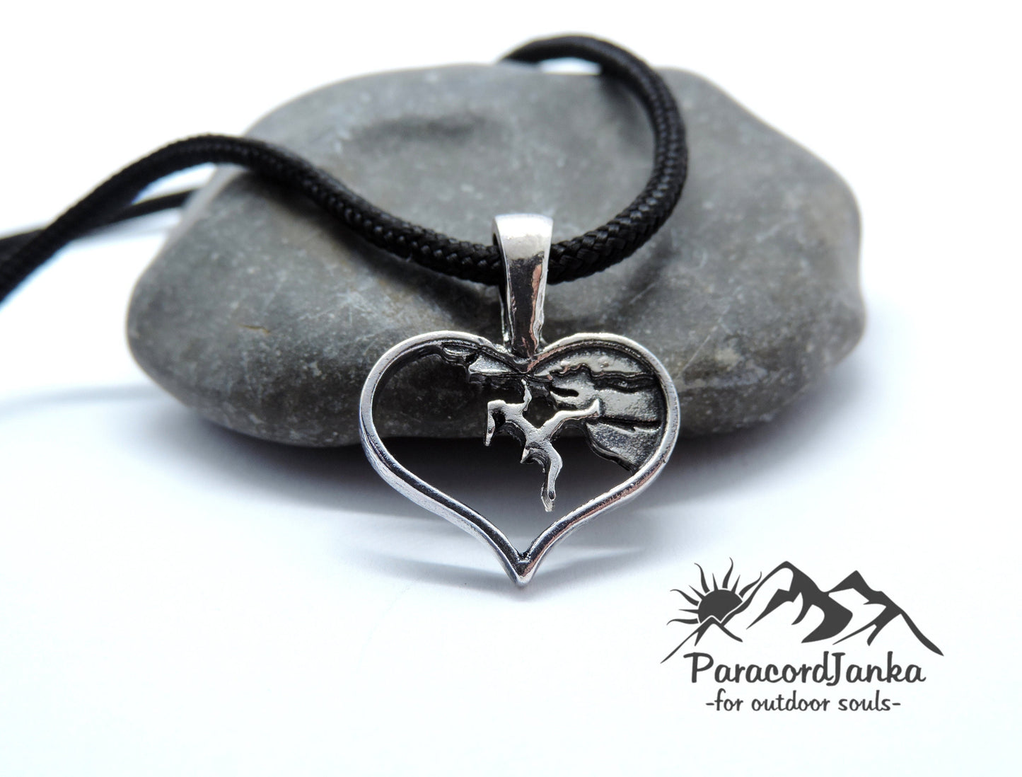 Heart Climbing Girl Necklace Jewelry, Gift for Climber