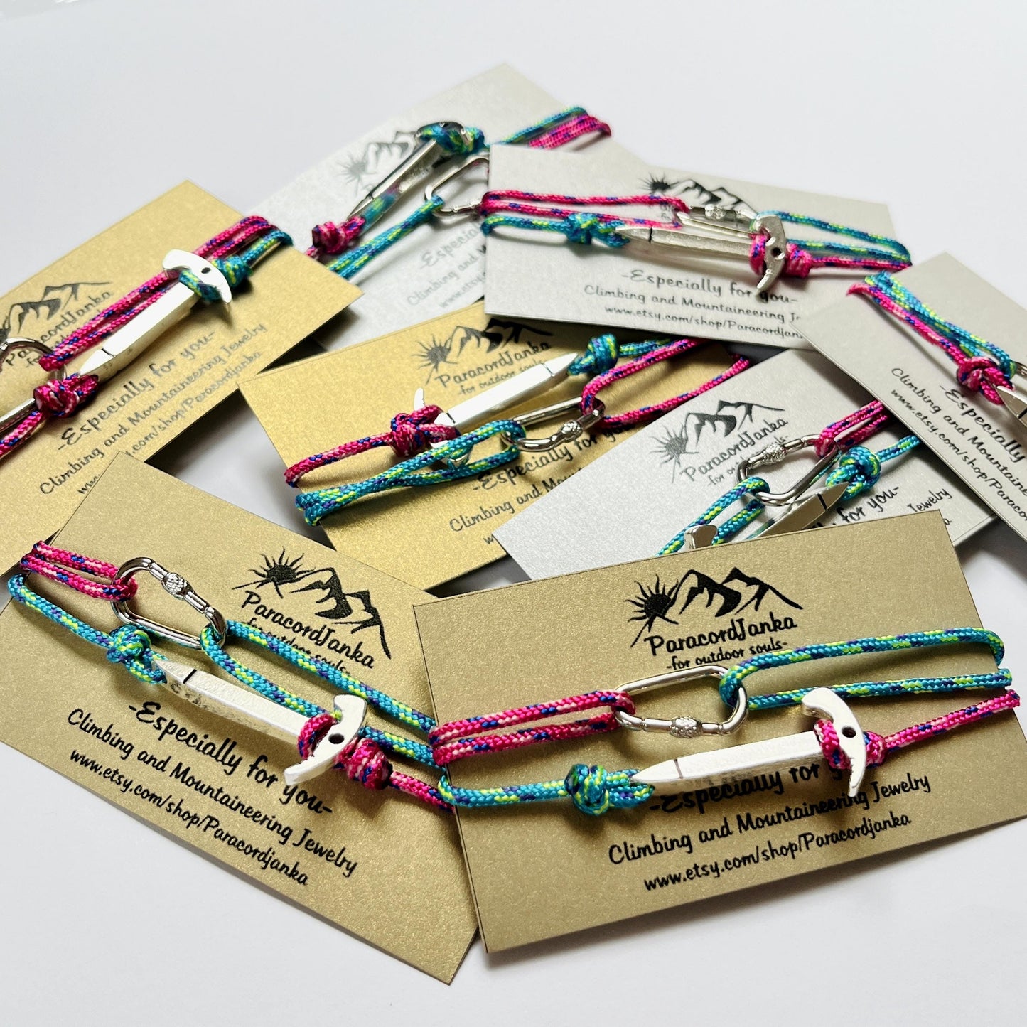 Climbing Bracelet, Gift for Climber, Carabiner Ice Axe Bracelet