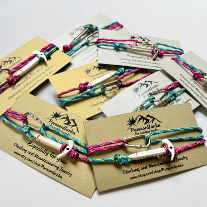 Climbing Bracelet, Gift for Climber, Carabiner Ice Axe Bracelet