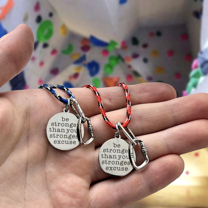 Motivational Silver Carabiner Climbing Necklace Gift Jewelry