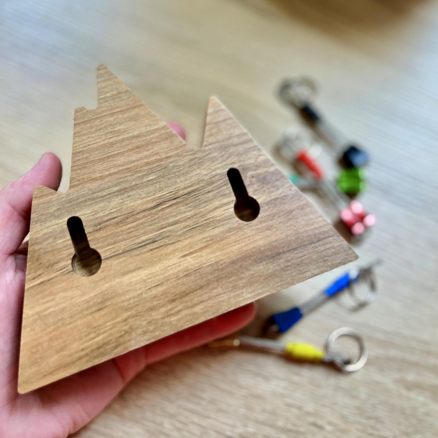 Walnut Wood Mountain Key Holder for Climbers Gift