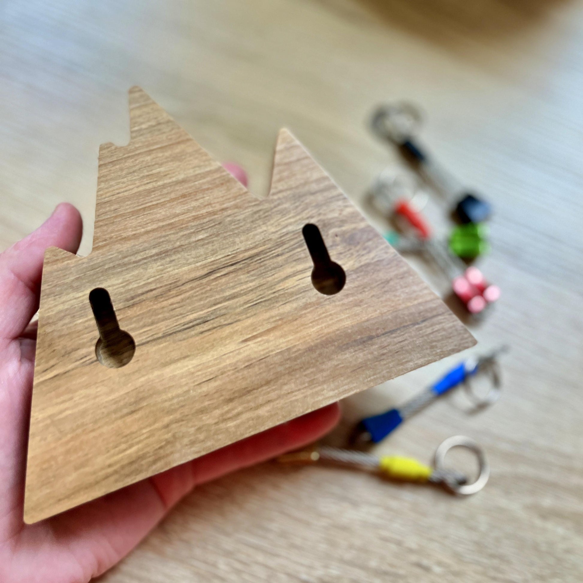 Walnut Wood Mountain Key Holder for Climbers Gift