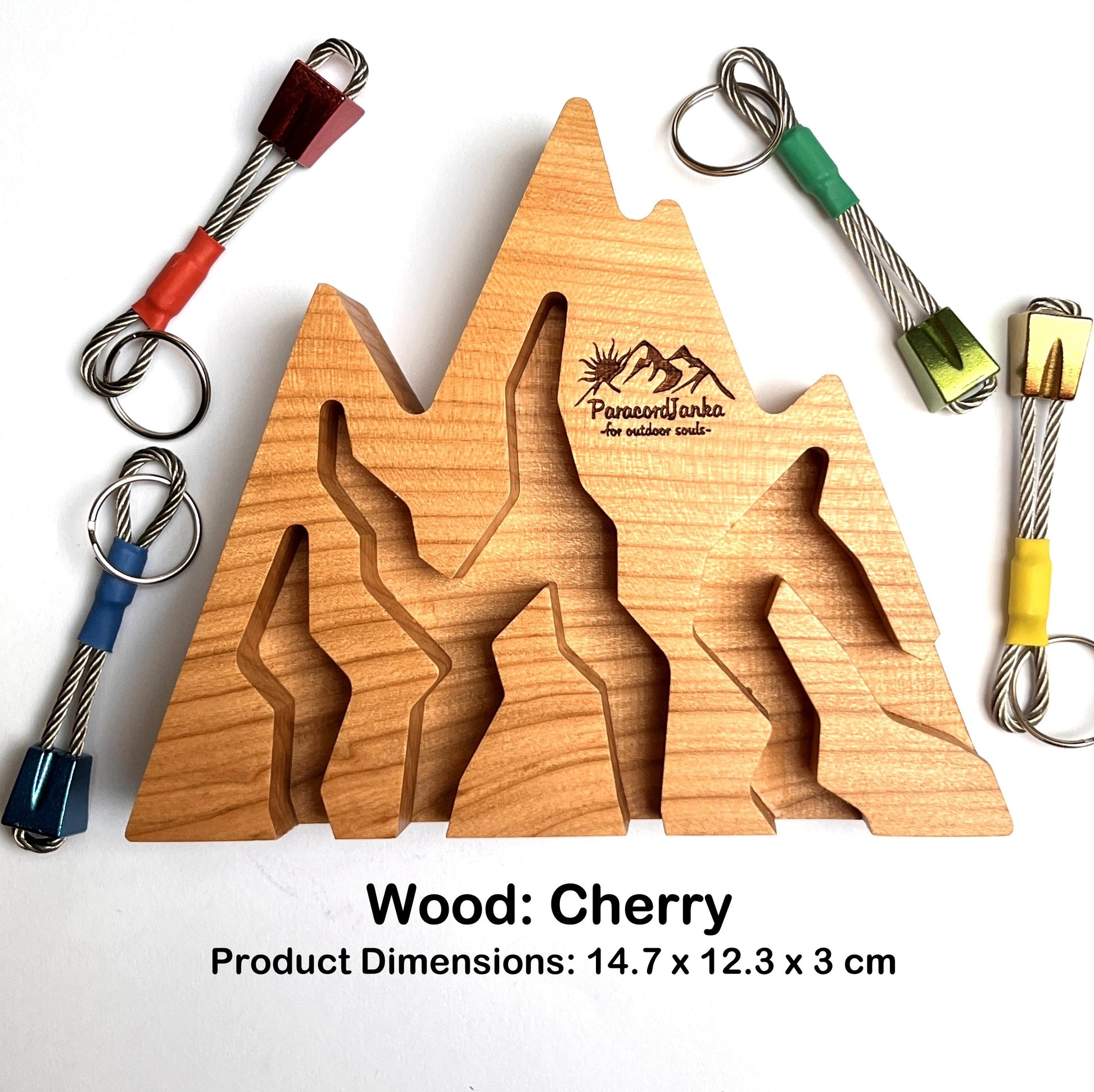 Cherry Wood Mountain Key Holder for Climbers Gift