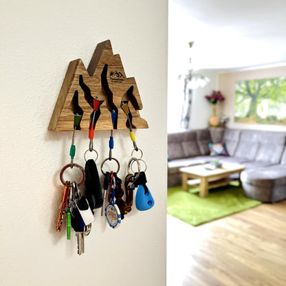 Walnut Wood Mountain Key Holder for Climbers Gift