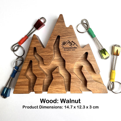 Walnut Wood Mountain Key Holder for Climbers Gift