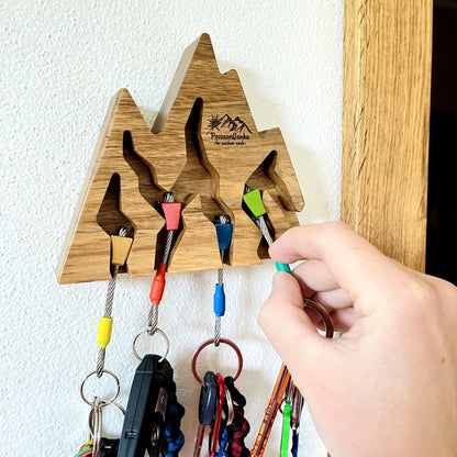 Walnut Wood Mountain Key Holder for Climbers Gift