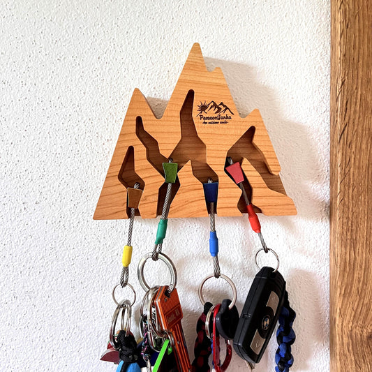 Cherry Wood Mountain Key Holder for Climbers Gift