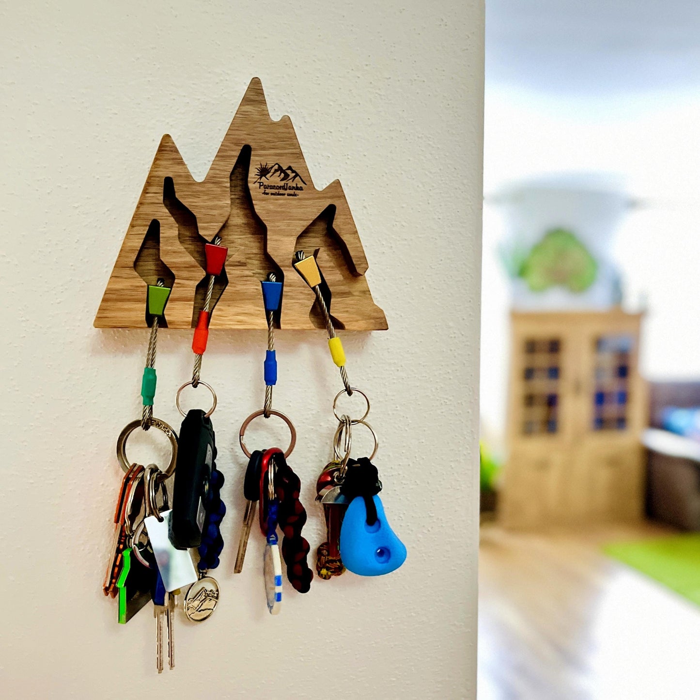 Walnut Wood Mountain Key Holder for Climbers Gift