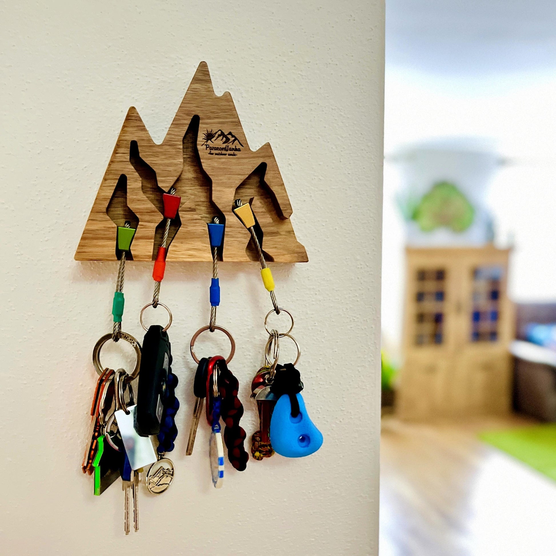 Walnut Wood Mountain Key Holder for Climbers Gift