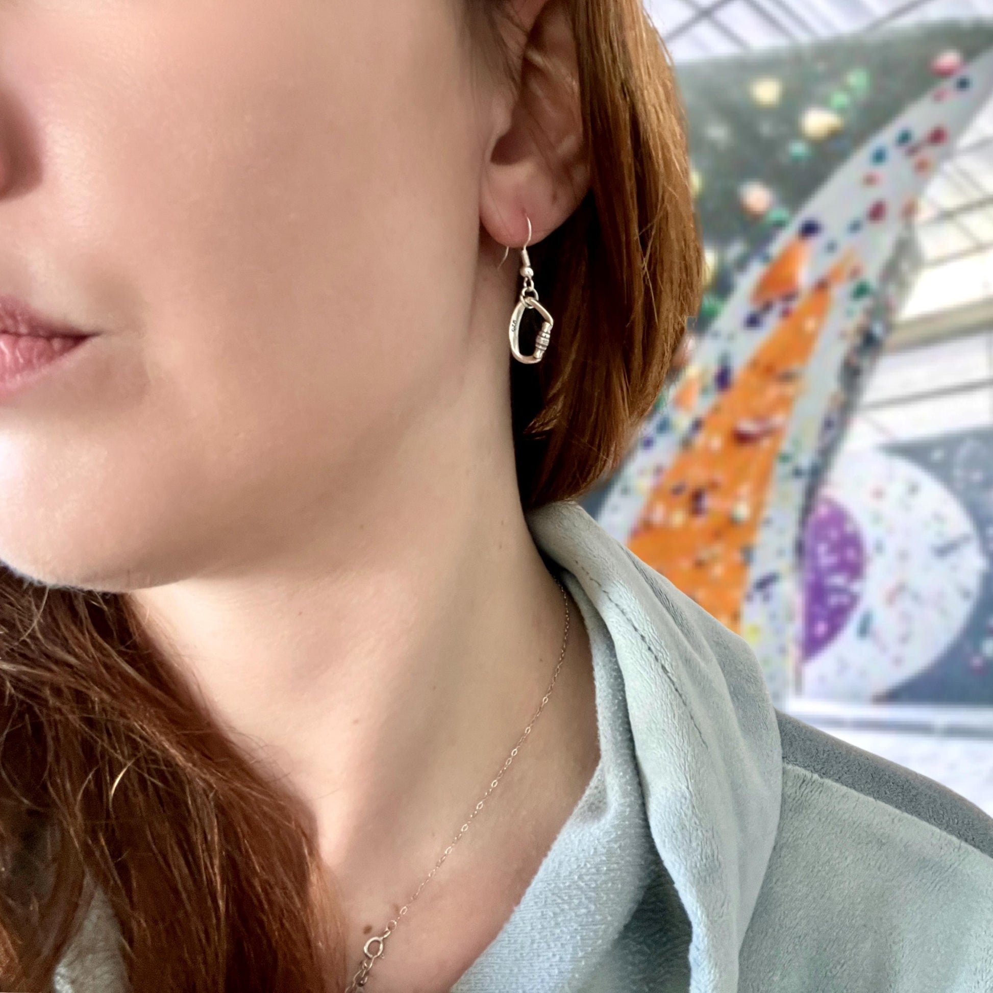 Silver Openable Climbing Carabiner Earrings Jewelry